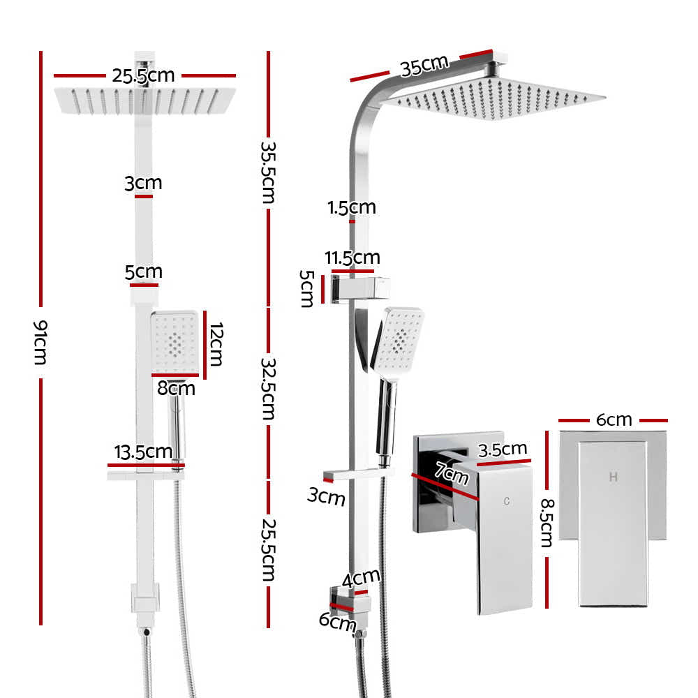 DS NA WELS 10'' Rain Shower Head Taps Round Handheld High Pressure Wall Chrome