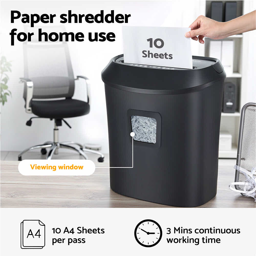 DS NA Devanti Electric Paper Shredder for Home Office 10 A4 Paper Sheet