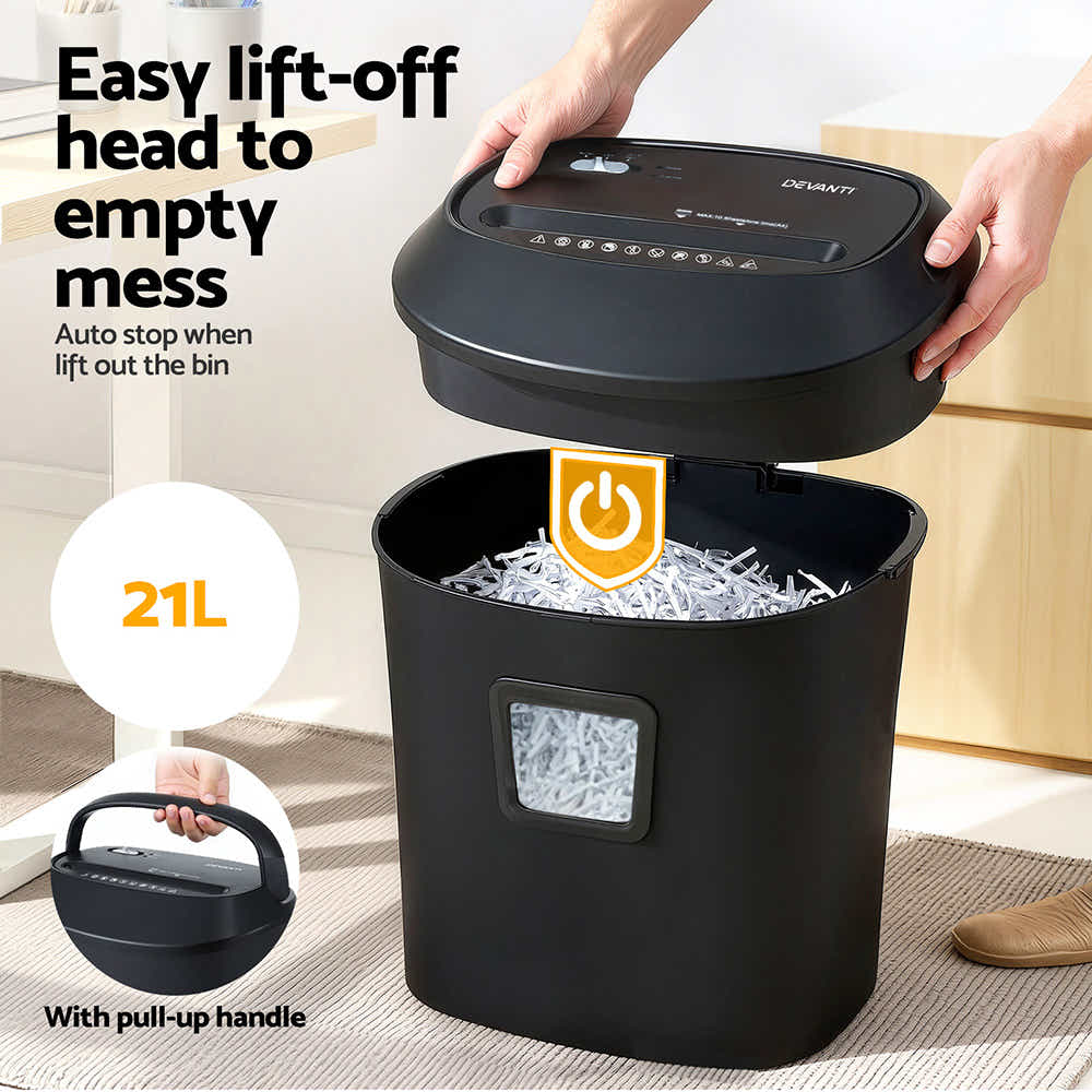 DS NA Devanti Electric Paper Shredder for Home Office 10 A4 Paper Sheet