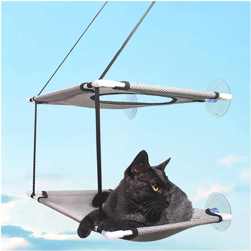DS BS Double Layer Suction Cup Cat Window Perch Hammock
