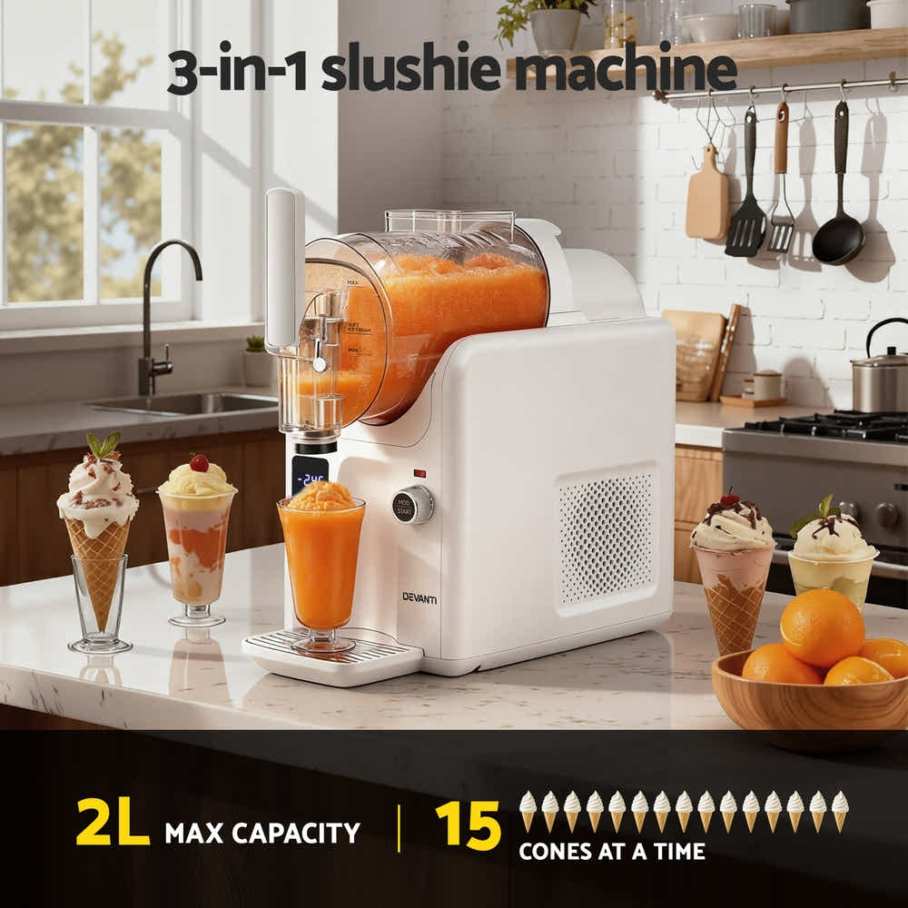 DS NA Devanti 5in1 Slushie Machine Ice Cream Maker 2L White