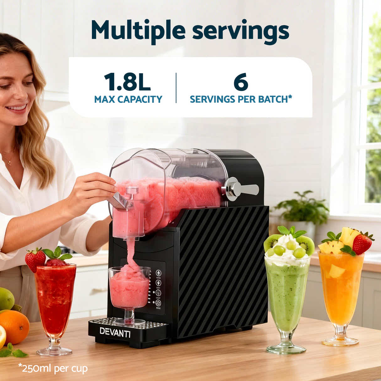 DS NA Devanti 1.8L Slushie Machine Maker Frozen Smoothies Milkshakes Black
