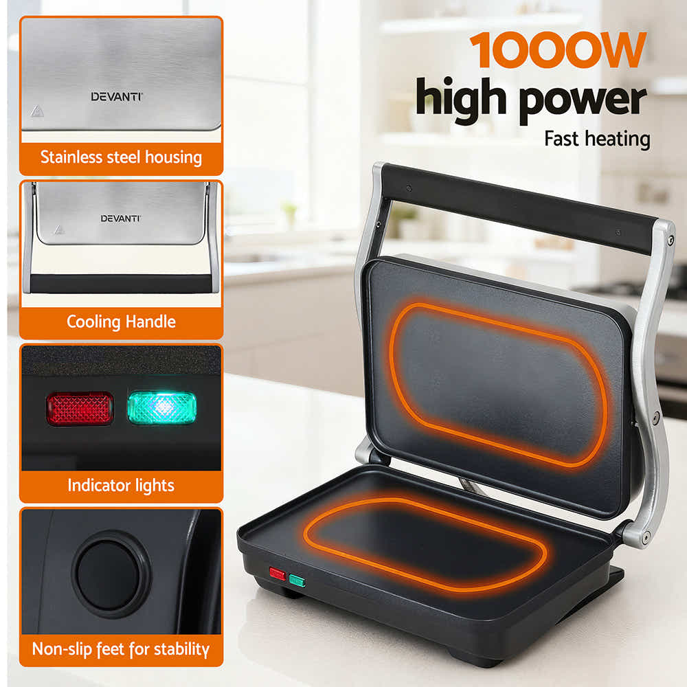 DS NA Devanti 3 in 1 Sandwich Maker Steak Press Grill 1000W