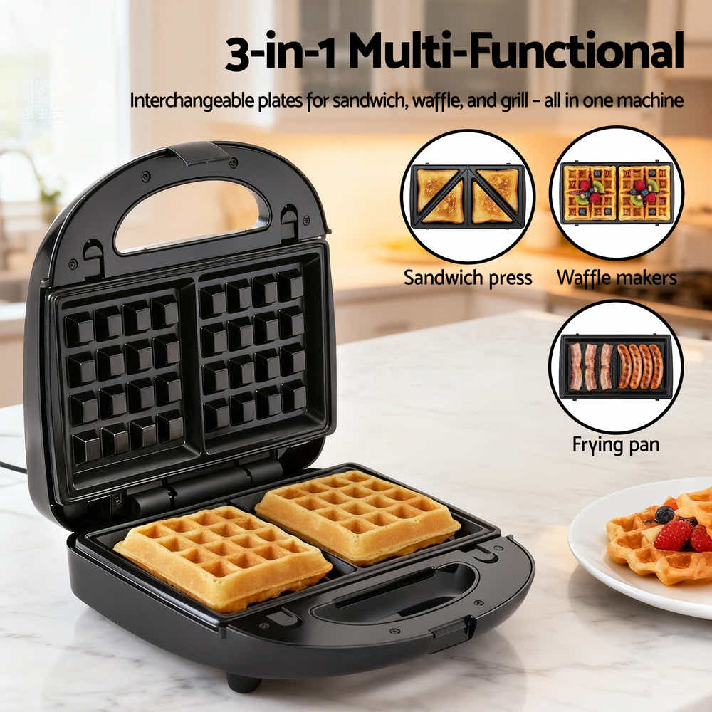 DS NA Devanti 3-in-1 Sandwich Press Waffle Maker Panini Press Grill 850W