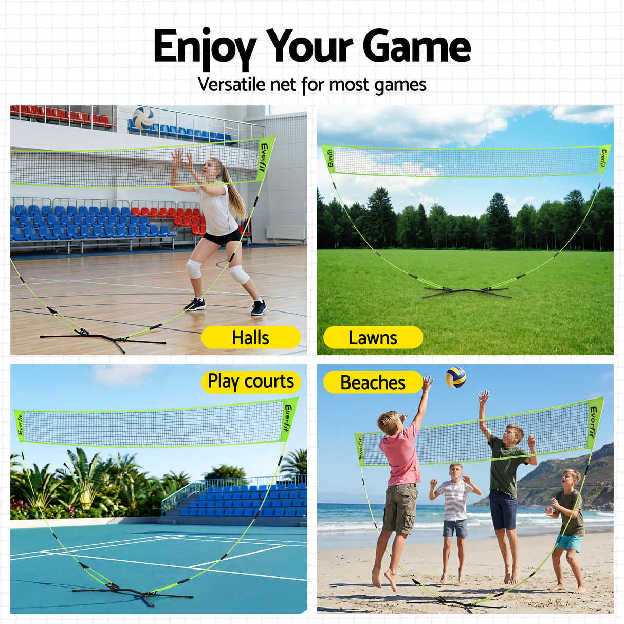 DS NA Everfit 3M Badminton Tennis Net Portable Volleyball Kit Yellow