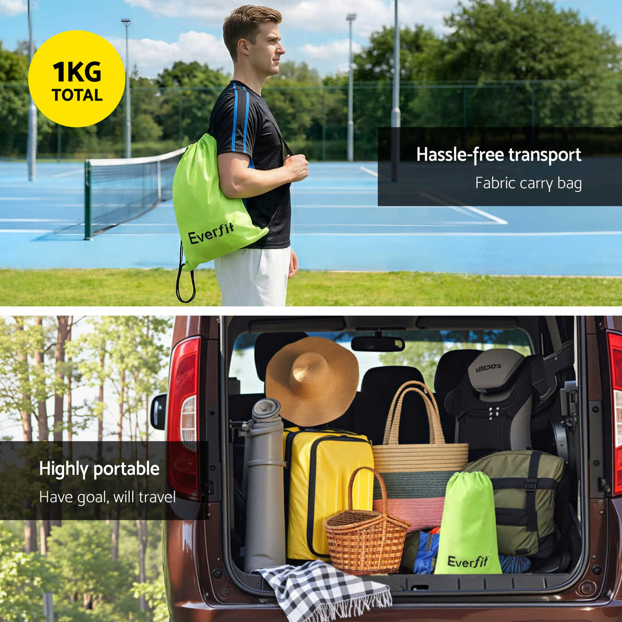DS NA Everfit 3M Badminton Tennis Net Portable Volleyball Kit Yellow