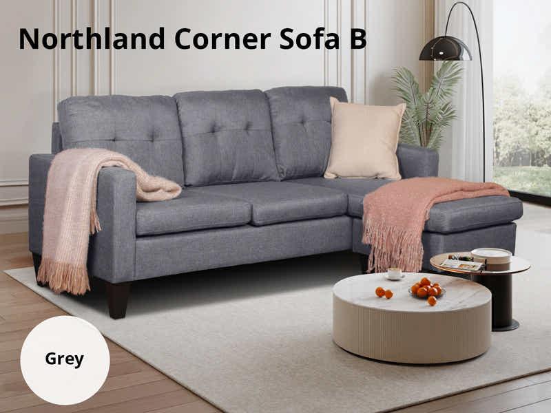 Northland Linen Sofa With Ottoman - Grey