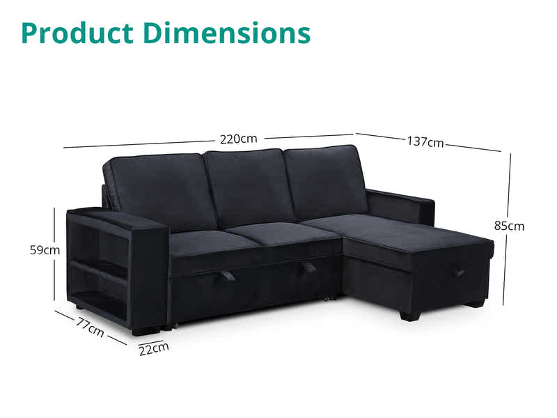 Enkel Pull Out Sofa Bed - Black