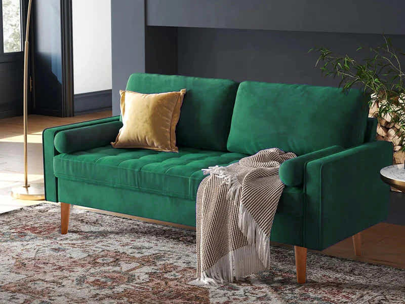 Gyllene 2-Seater Velvet Sofa - Green