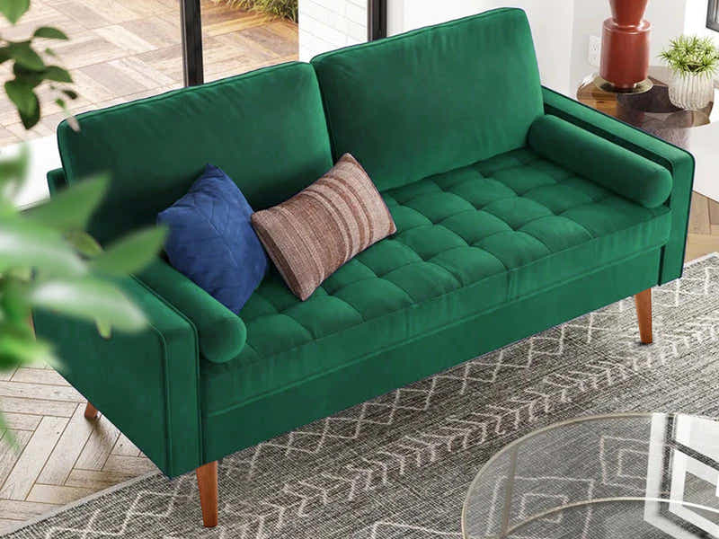 Gyllene 2-Seater Velvet Sofa - Green