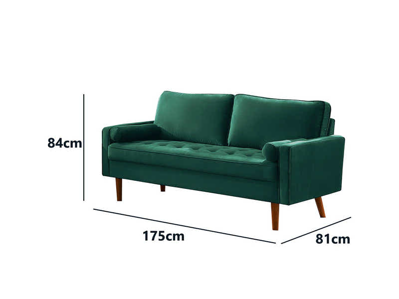 Gyllene 3-Seater Velvet Sofa - Green