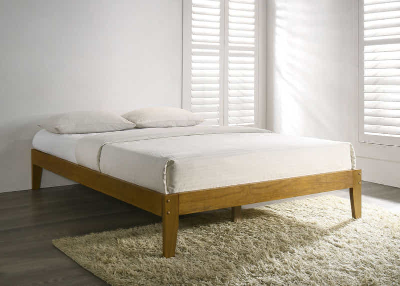 Sovo Oak Bed & Bonnell Mattress Combo - Queen
