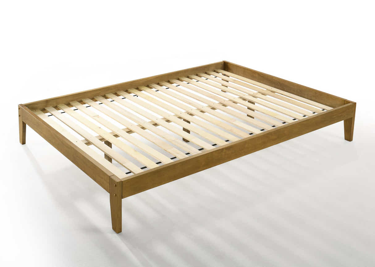 Sovo Oak Bed & Bonnell Mattress Combo - Queen