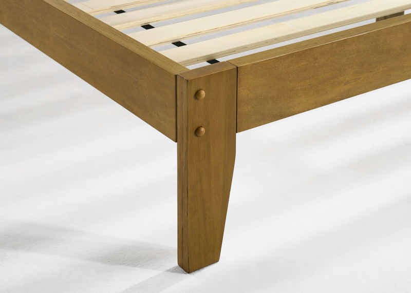 Sovo Oak Bed & Bonnell Mattress Combo - Queen