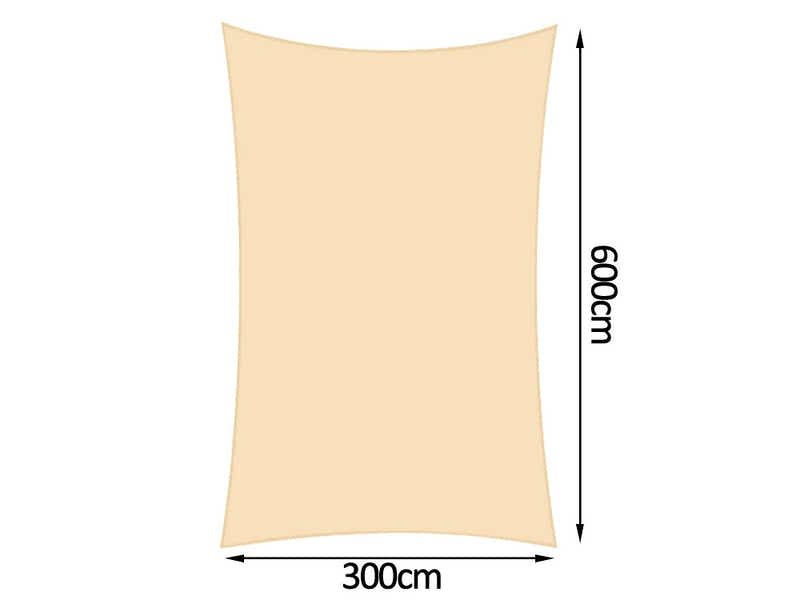 280gsm Shade Sail 3X6M sand rectangle
