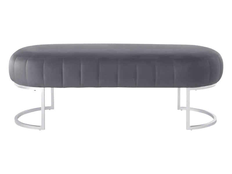 Lunare Velvet Ottoman Bench - Grey