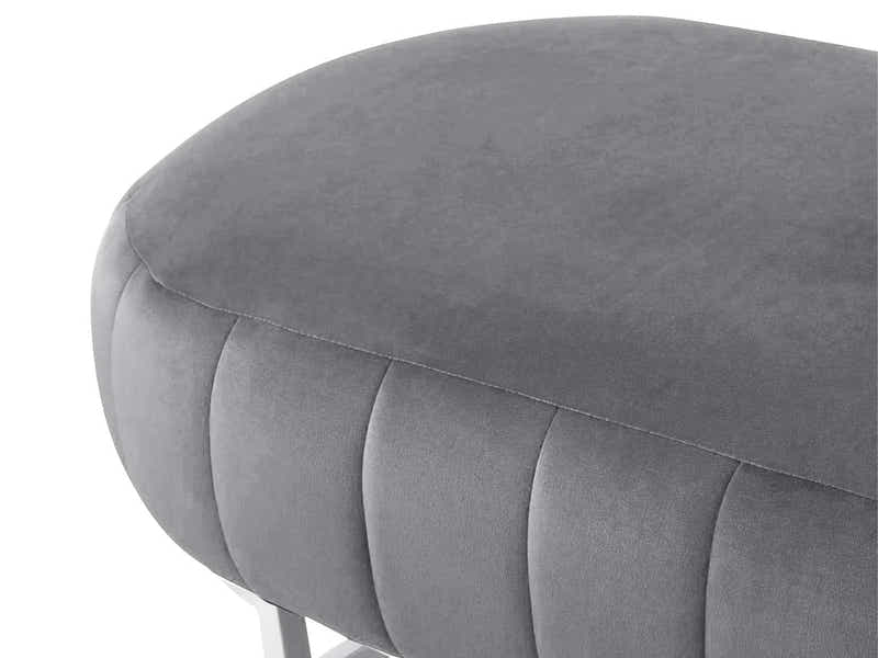 Lunare Velvet Ottoman Bench - Grey