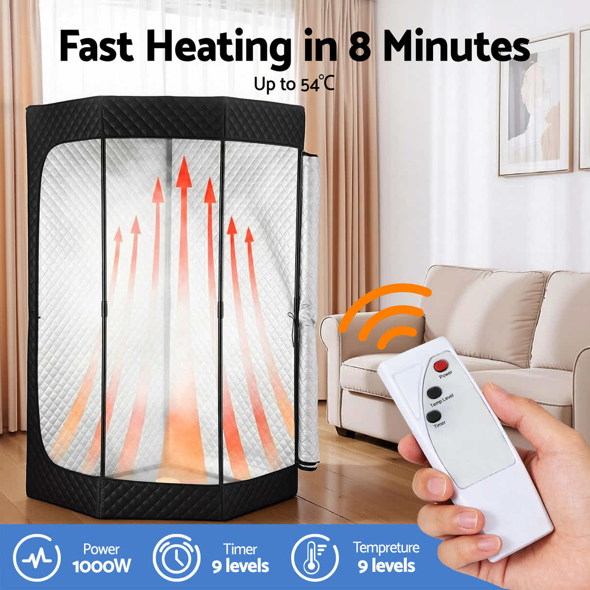 DS NA Devanti Portable Steam Sauna Tent 1000W 3L Steamer Pot Full Body Home SPA