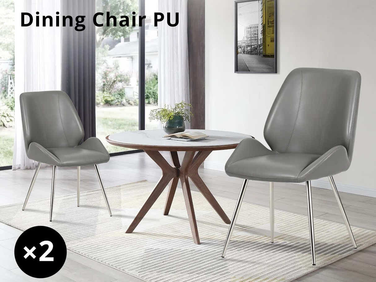 DS Dining Chair PU Grey - Set of 2
