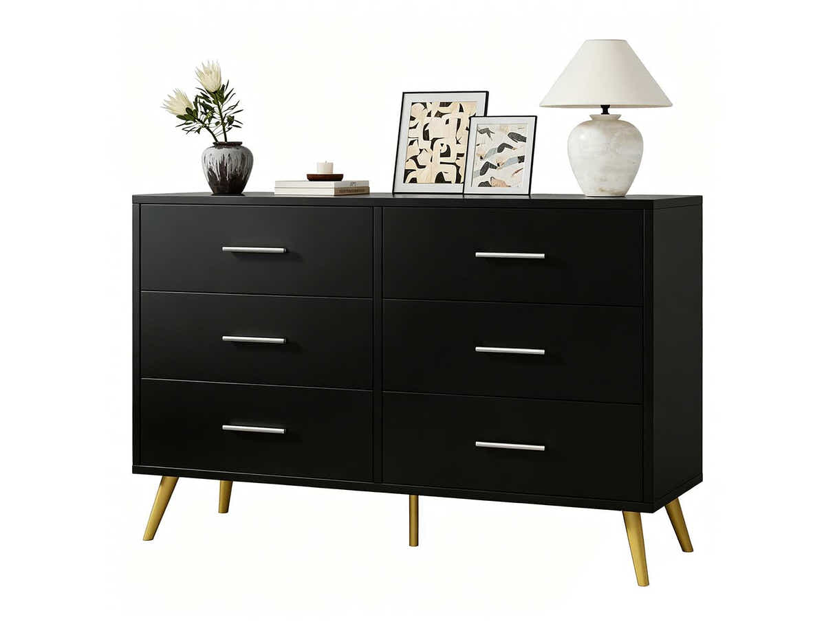 6 Drawer Cabinet Black