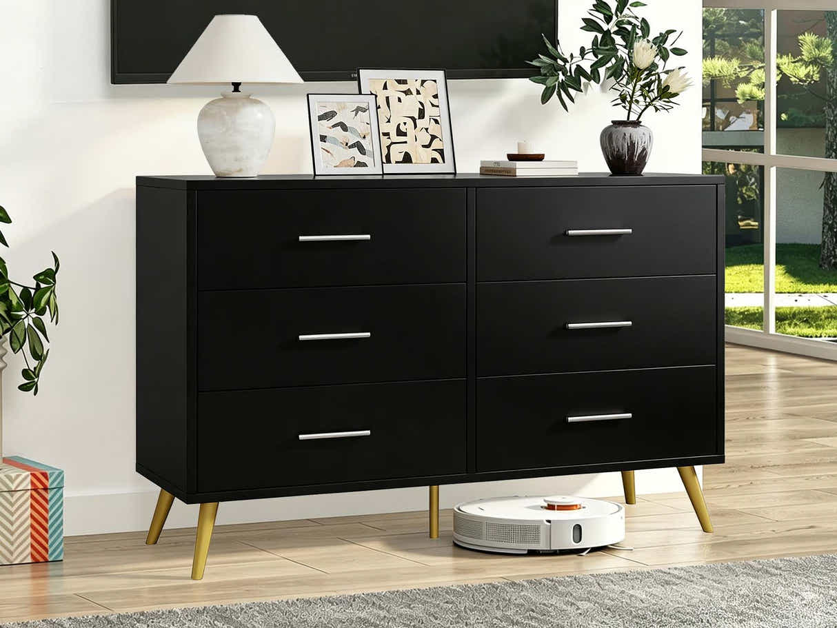 6 Drawer Cabinet Black