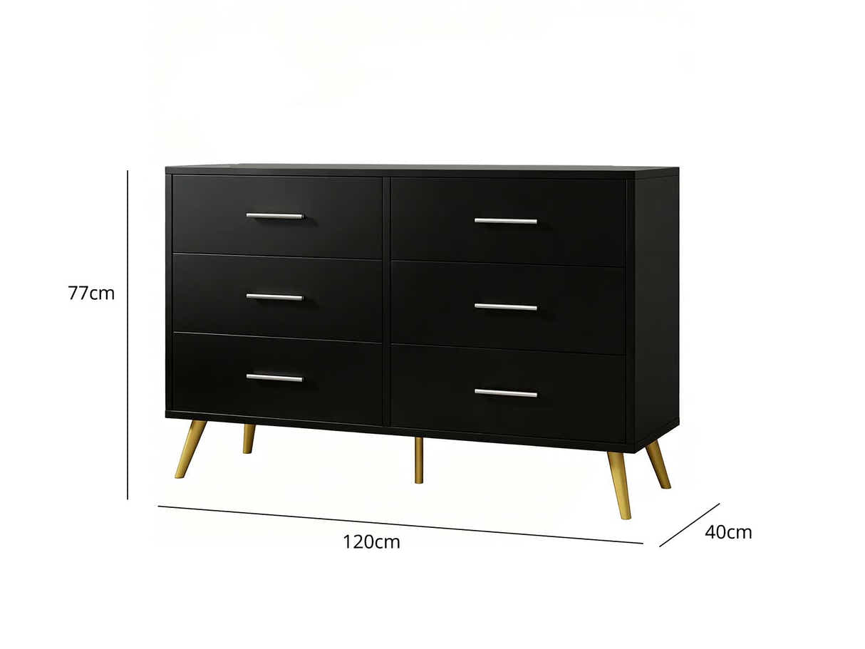 6 Drawer Cabinet Black