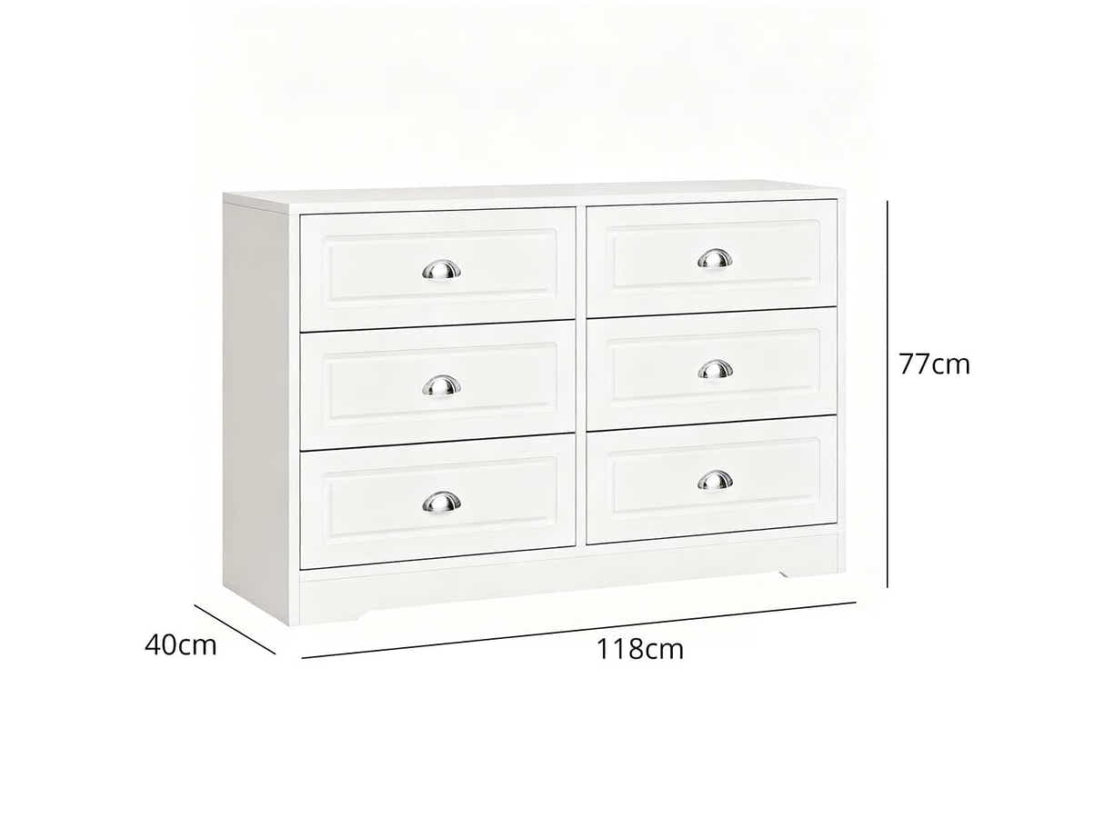 DS 6 Drawer Dressers 12082 White
