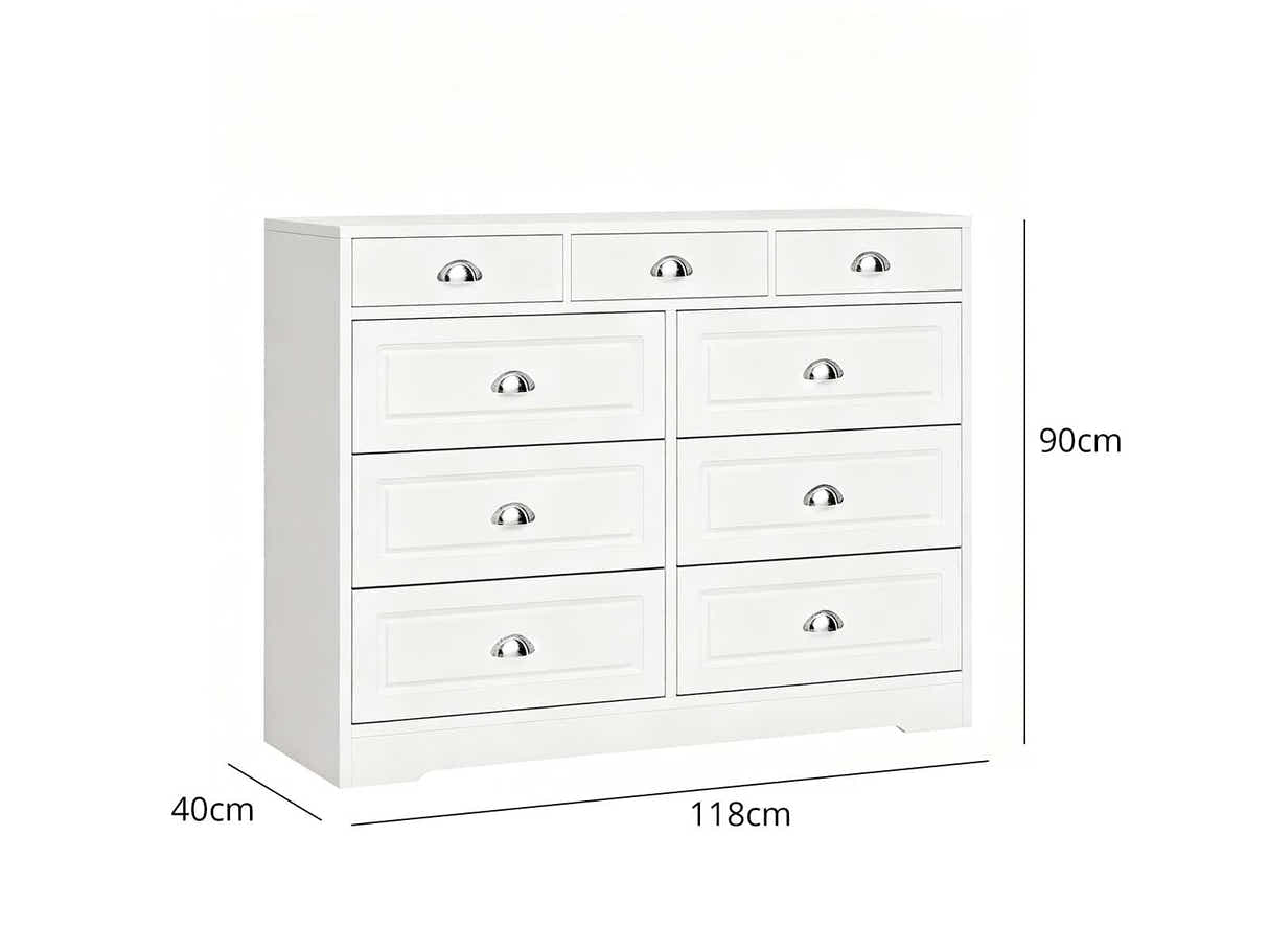 DS 9 Drawer Dressers 12092 White