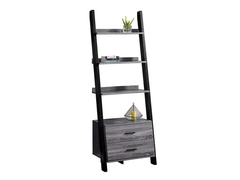 Hollow Core Ladder Bookcase Dark Grey