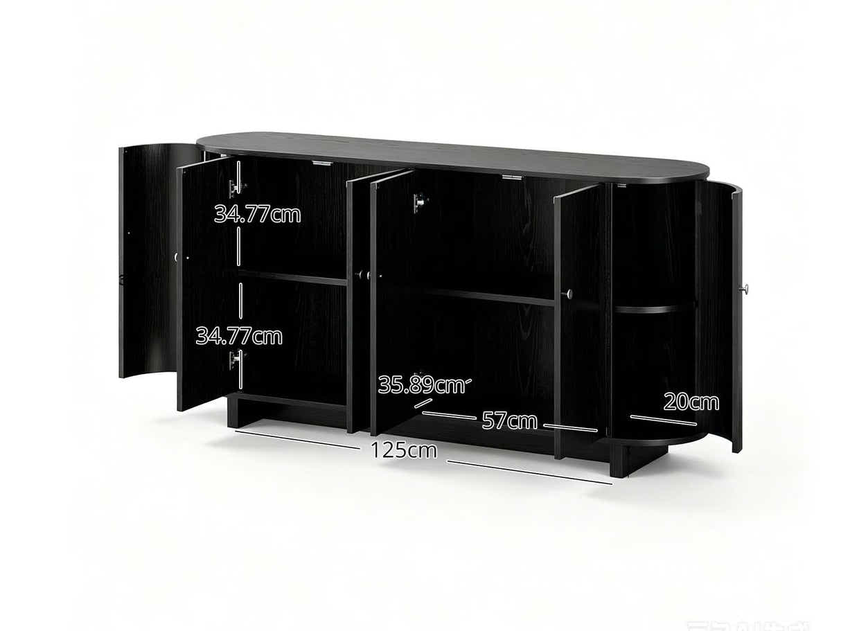 Black Buffet Cabinet - 160 cm