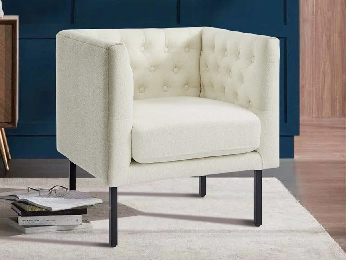 Tufted Club Chair White