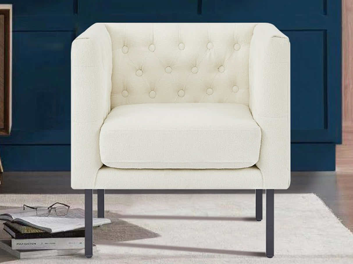 Tufted Club Chair White