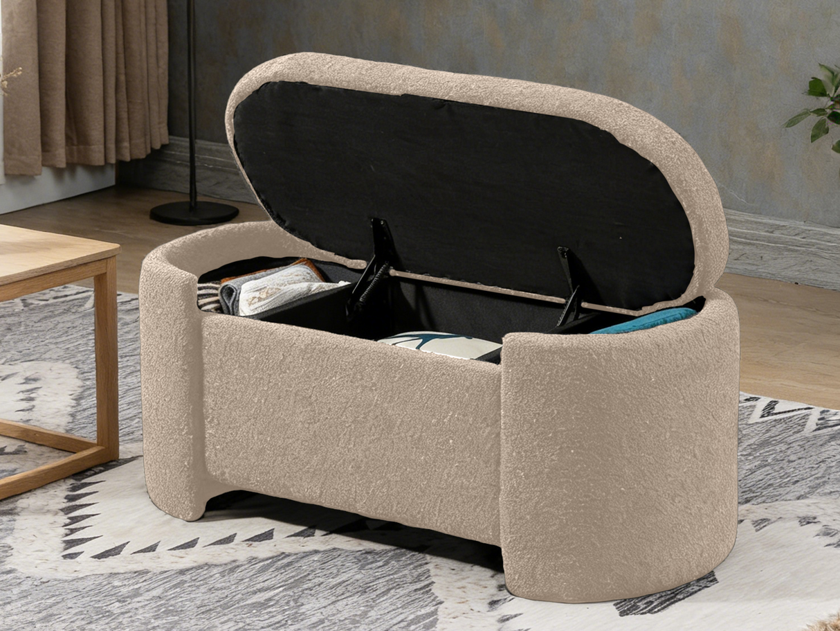 Boucle Storage Bench - Apricot