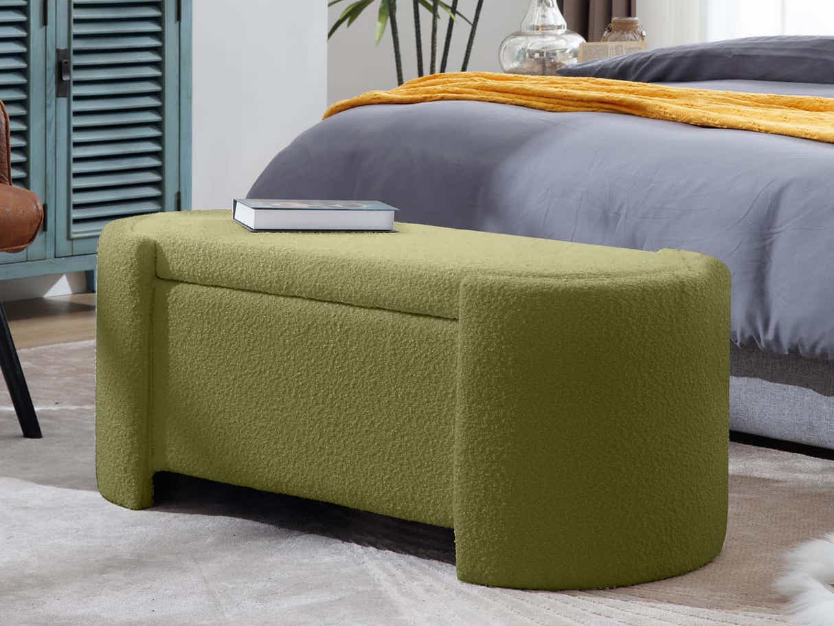 Boucle Storage Bench Green