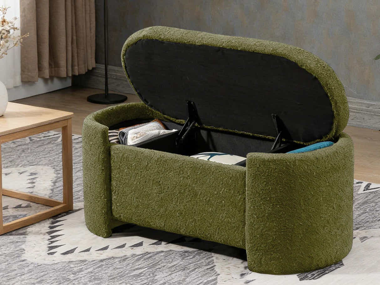 Boucle Storage Bench Green