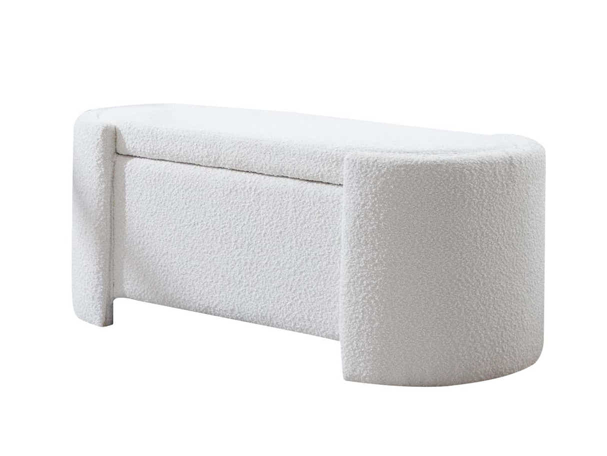 Boucle Storage Bench White