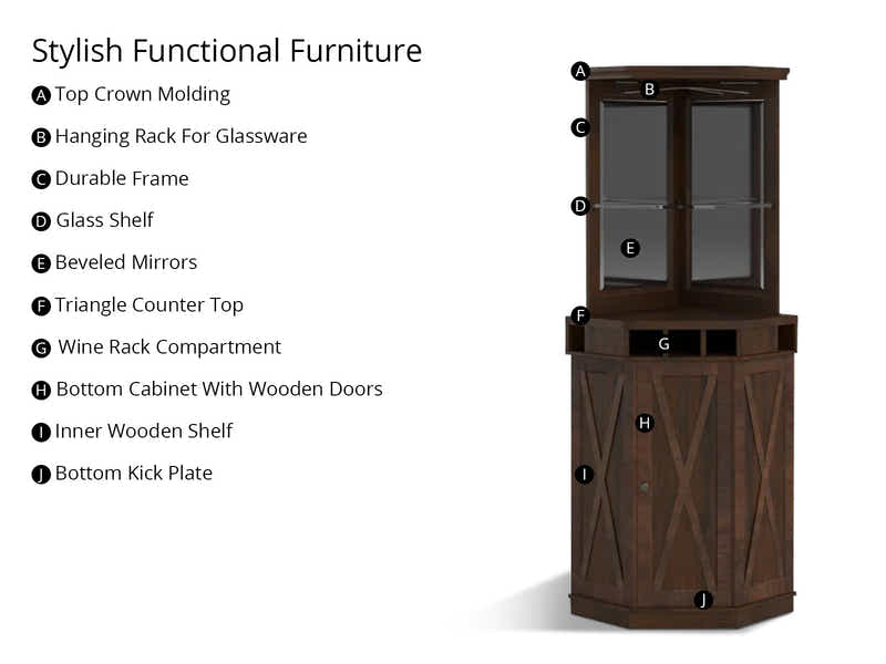 Corner Wine Cabinet - Brown