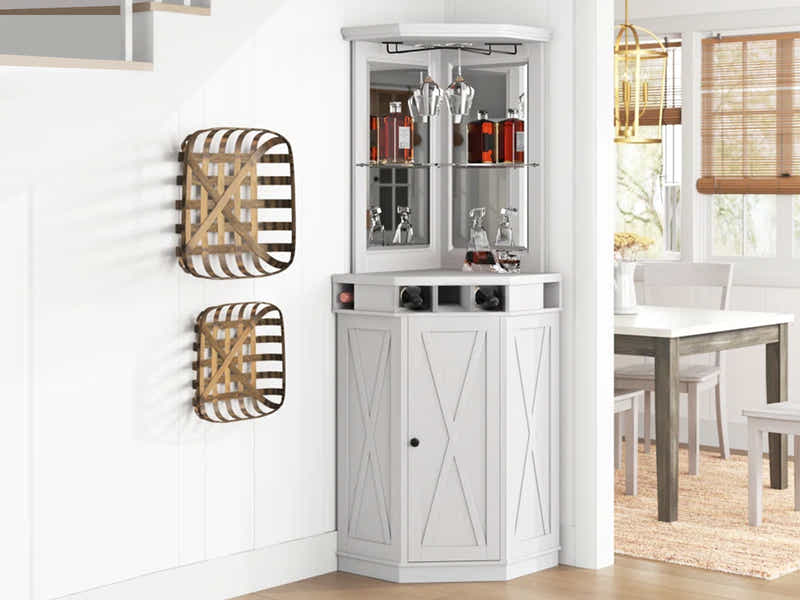 Corner Wine Cabinet - White