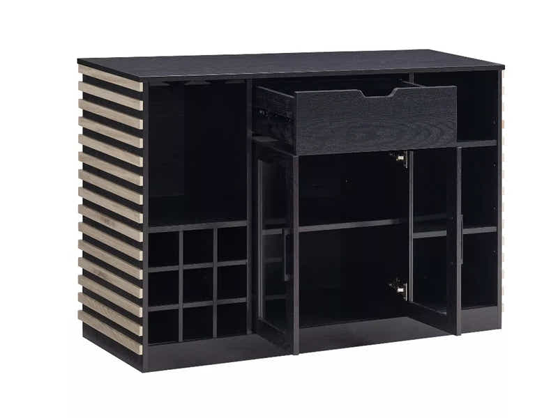 Modern Wine Cabinet with Slat Design - White