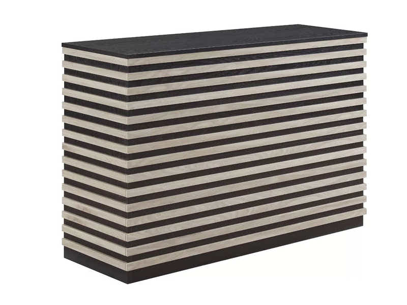 Modern Wine Cabinet with Slat Design - White