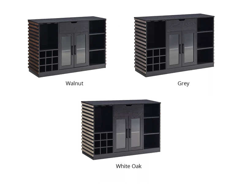 Modern Wine Cabinet with Slat Design - White