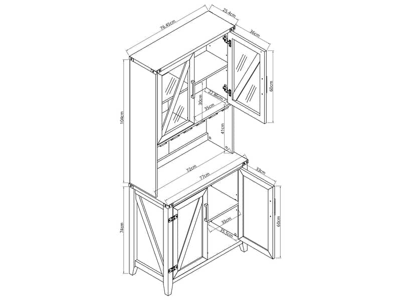 4-Door Wine Cabinet - Grey Wash