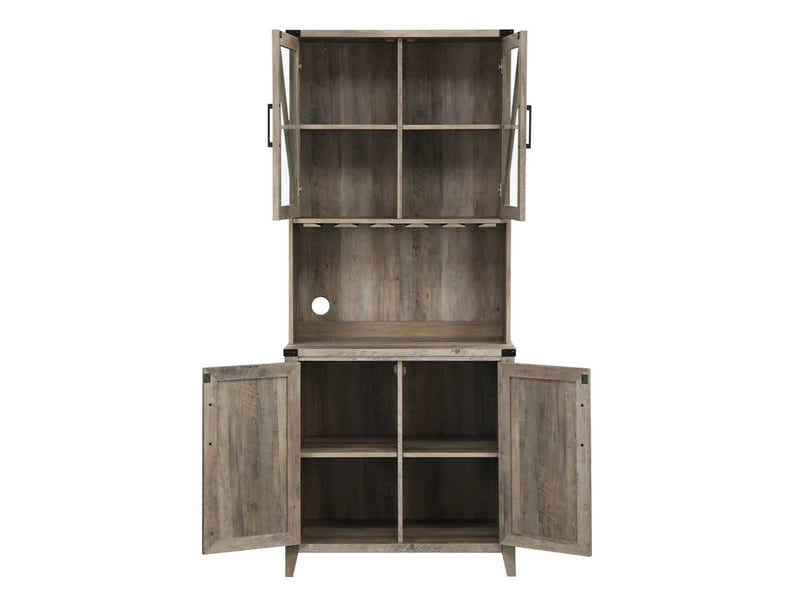 4-Door Wine Cabinet - Grey Wash