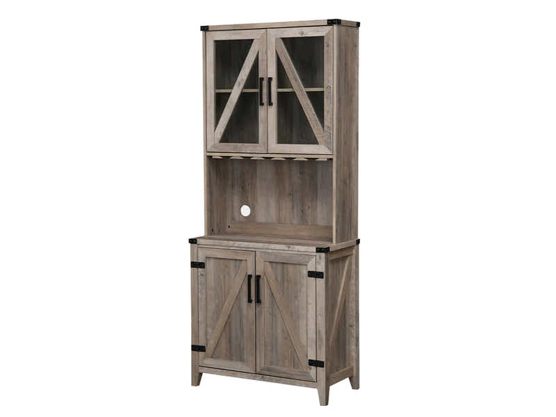 4-Door Wine Cabinet - Grey Wash