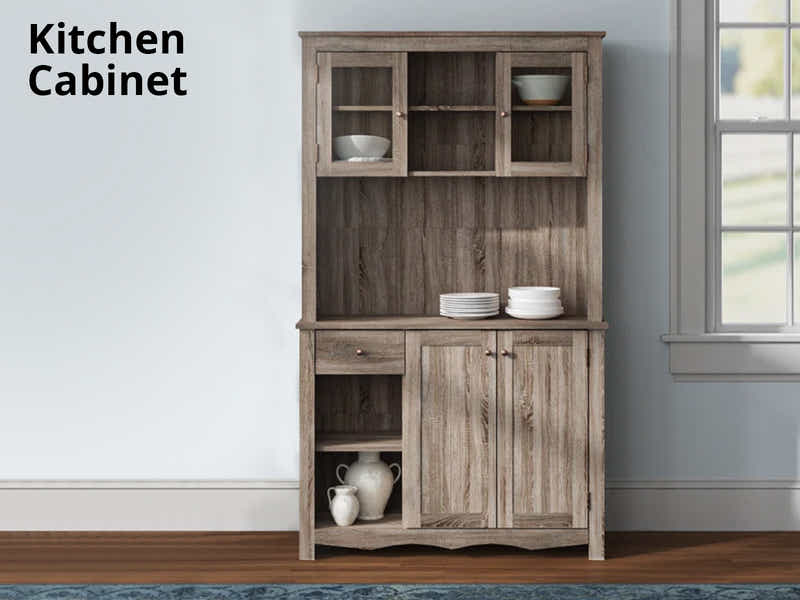 Grey Oak Kitchen Pantry Cabinet (Right)