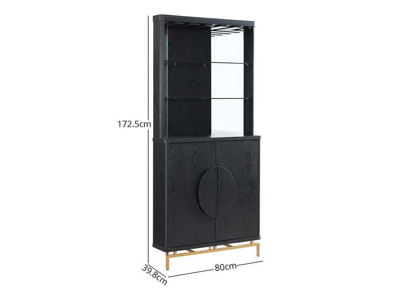 2-Door Corner Wine Cabinet - Black