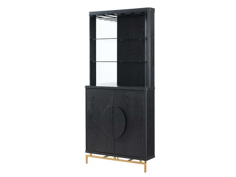 2-Door Corner Wine Cabinet - Black