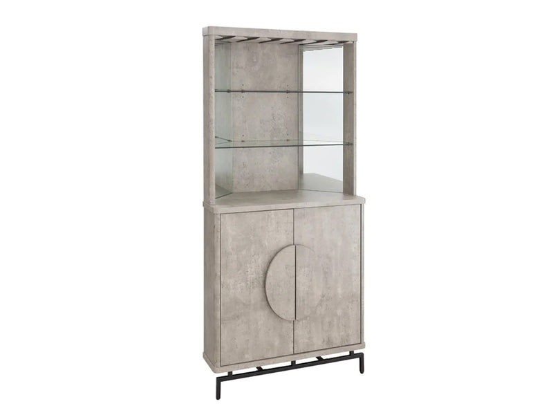 2-Door Corner Wine Cabinet - Concrete