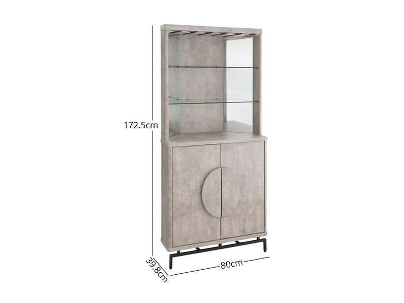 2-Door Corner Wine Cabinet - Concrete