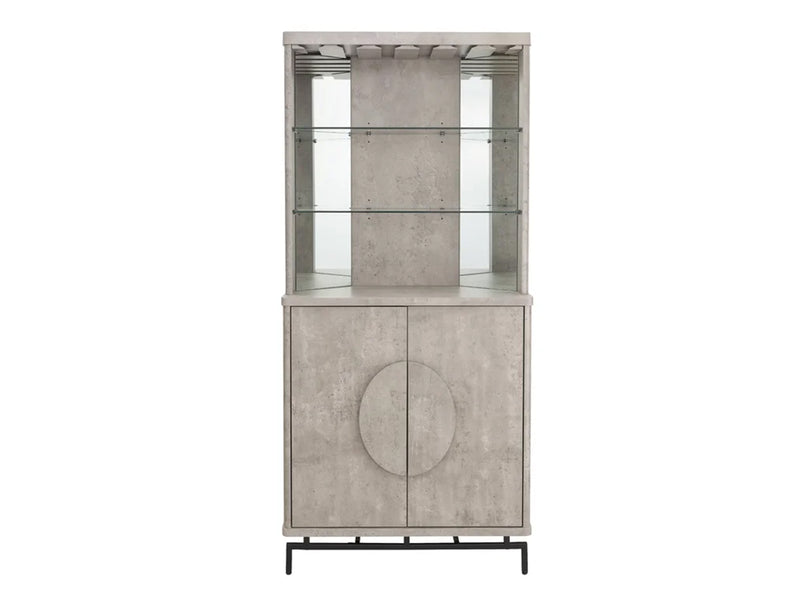 2-Door Corner Wine Cabinet - Concrete